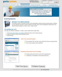 Pavia Systems Product Page Before Redesign
