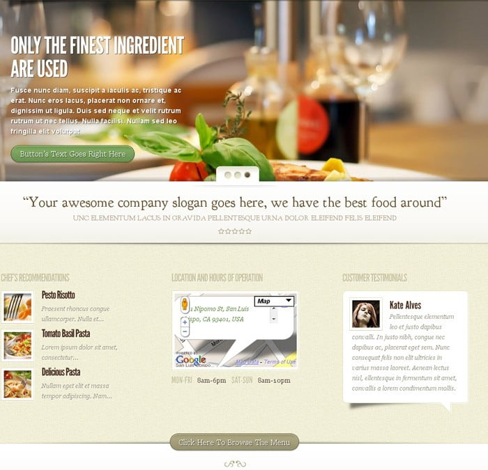 WordPress Restaurant Designs