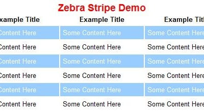 CSS and JQuery Zebra Stripes