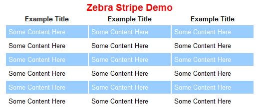 CSS and JQuery Zebra Stripes